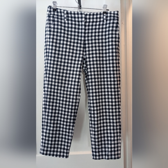 J. Crew Pants - J. Crew Petite Navy Gingham Checked Cropped Pants, Size 6P